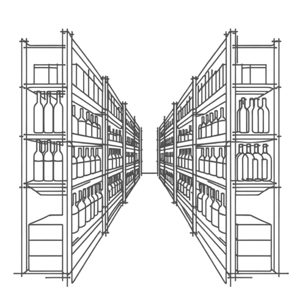 line drawing of a storage rack